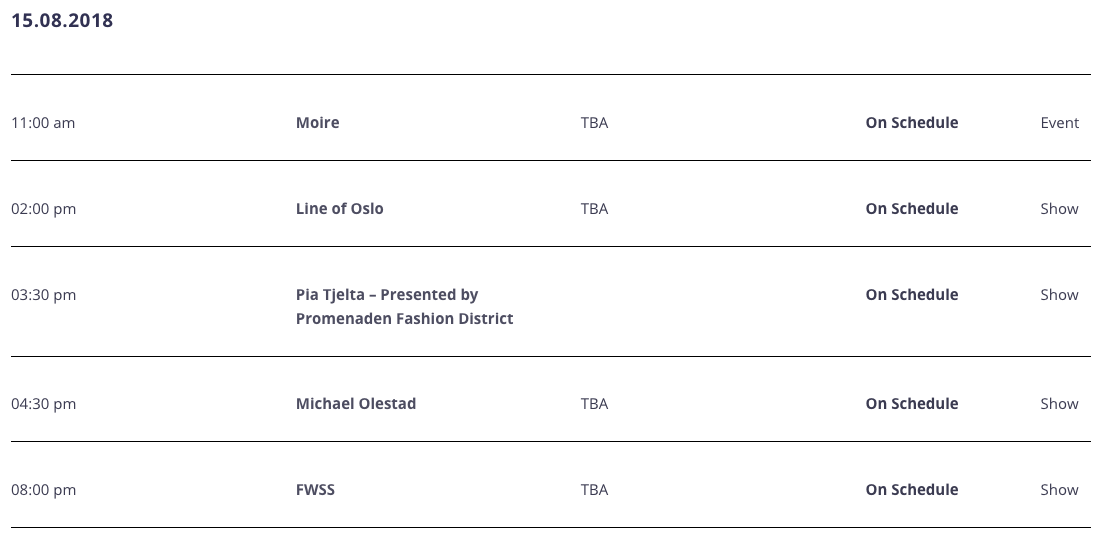 Oslo runway ss19 program