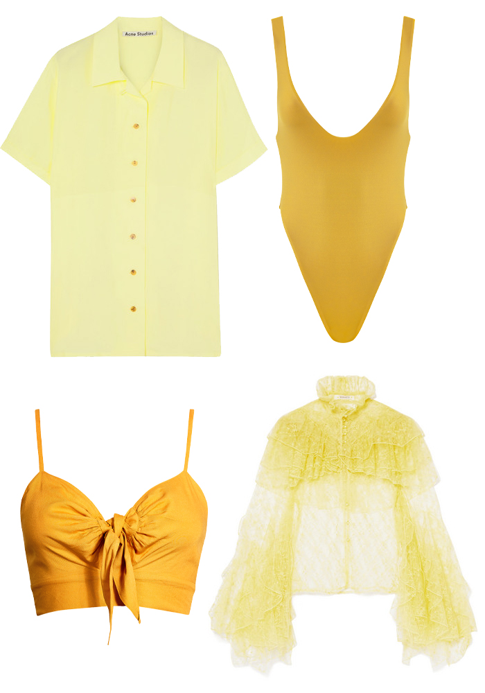 Gult fra Acne Studios, Monica Hansen Beachwear, Bik Bok og Rodarte